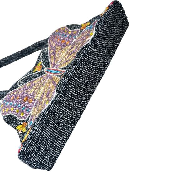 Beaded Butterfly Handbag Double Top Handle Shoulder Bag Unique Colorful - Picture 5 of 6